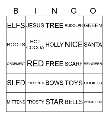 CHRISTMAS BINGO! Bingo Card