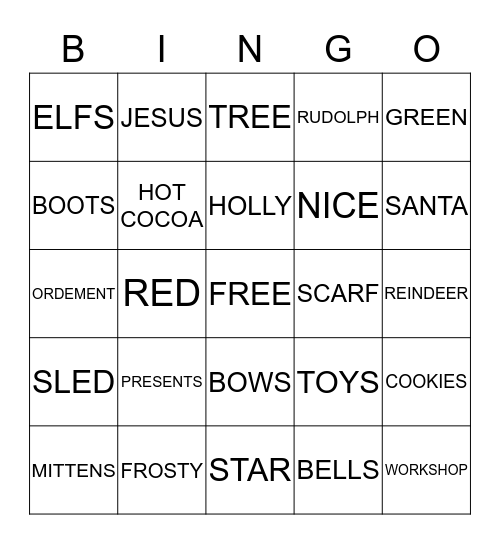 CHRISTMAS BINGO! Bingo Card