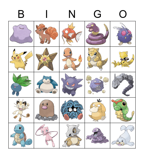 Pokémon Bingo Card