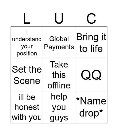 Lucy Lingo Bingo Card