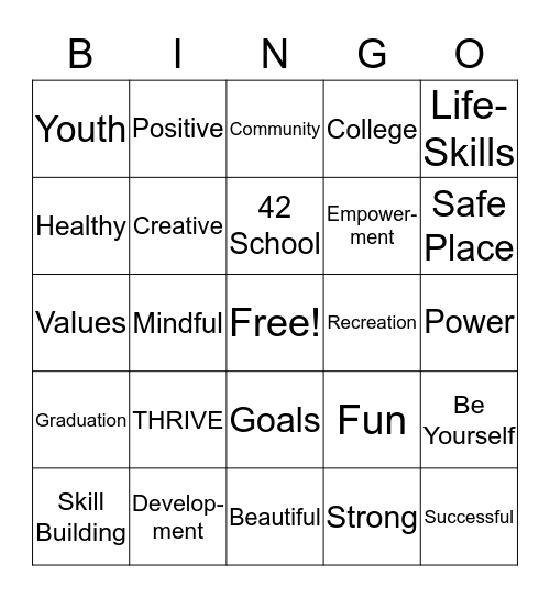 THRIVE Bingo Card