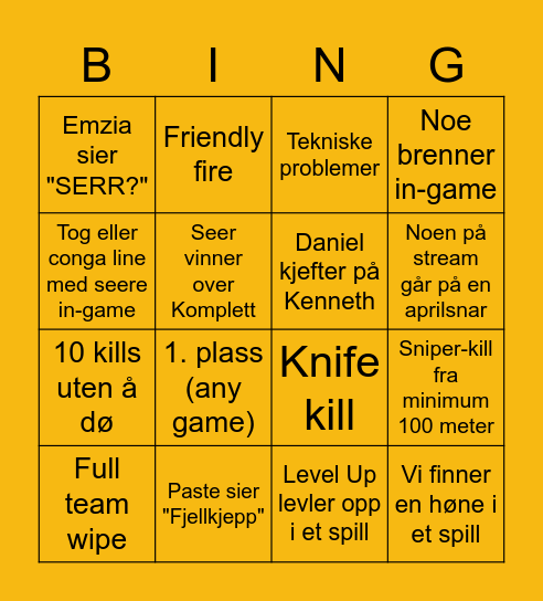 Kompingo Bingo Card