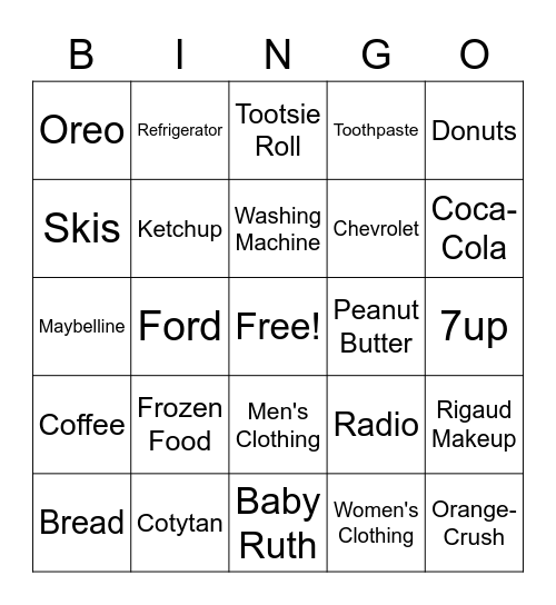 Roaring 20s Consumerism Bingo Card