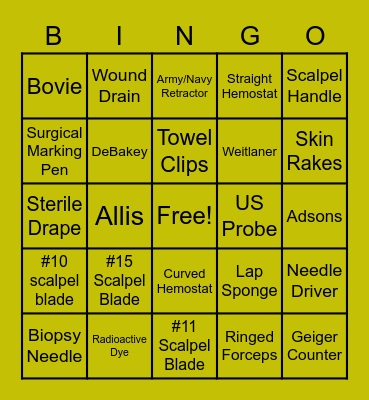 Breast Surgery Bingo Card