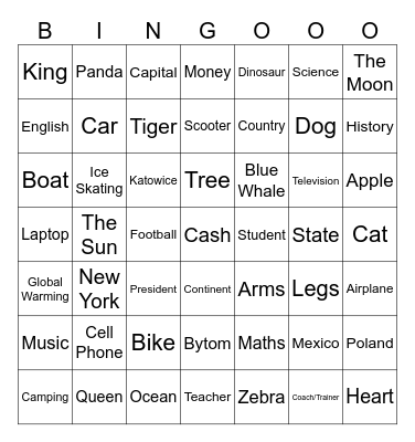 Vocabulary Bingo Card