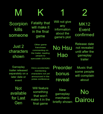 MK12 Reveal Bingo Card