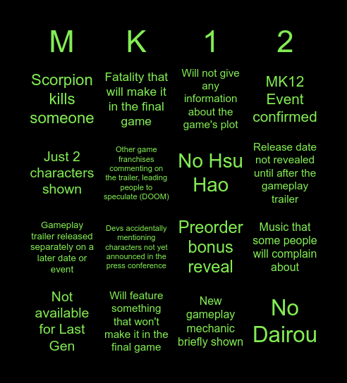 MK12 Reveal Bingo Card