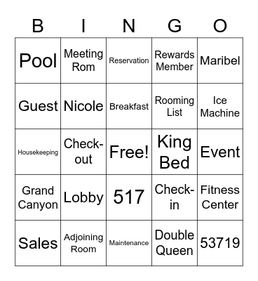 Radisson Bingo Card