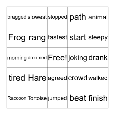 Word Grid Game Bingo Card