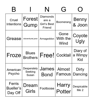 Songs from Movie Soundtracks 1 Bingo Card