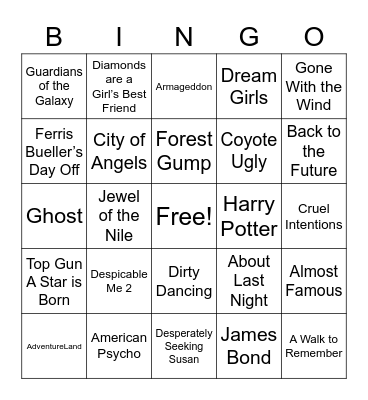 Songs from Movie Soundtracks 1 Bingo Card