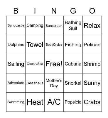 Summertime ASL Bingo Card