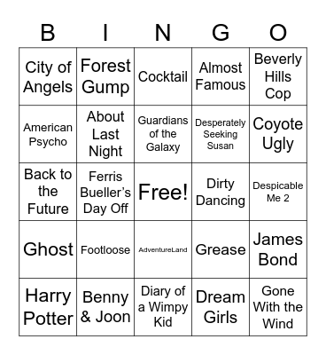 Songs from Movie Soundtracks 1 Bingo Card