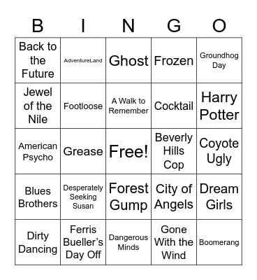 Songs from Movie Soundtracks 1 Bingo Card