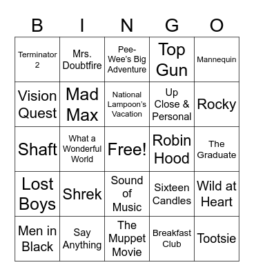 Songs from Movie Soundtracks 2 Bingo Card