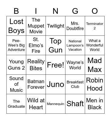 Songs from Movie Soundtracks 2 Bingo Card