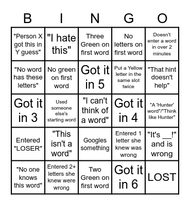 Savanna Wordle Bingo Card