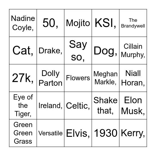Club 21 Bingo Card