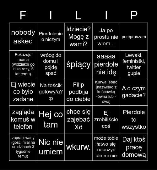 Filip daily bingo Card