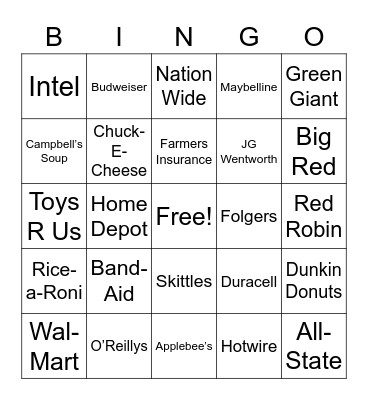 TV Jingles & Commericals Bingo Card