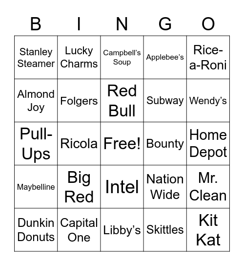 TV Jingles & Commercials Bingo Card