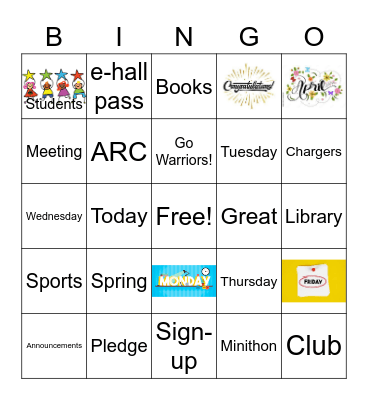 April Announcements BINGO Card