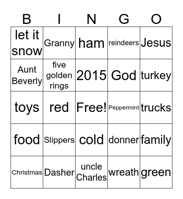 The Willis' Bingo Card
