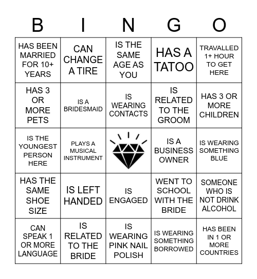 FIND THE GUEST Bingo Card