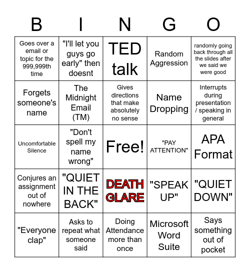 Abnormal Bingo Card