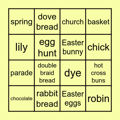 Easter Bingo Card