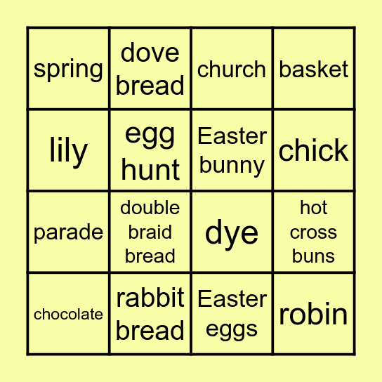 Easter Bingo Card