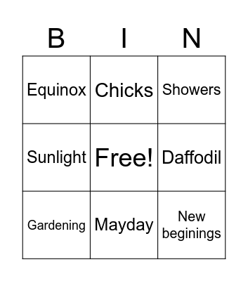 Spring Bingo Card