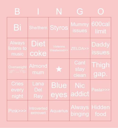 Salsa’s Bingo Card