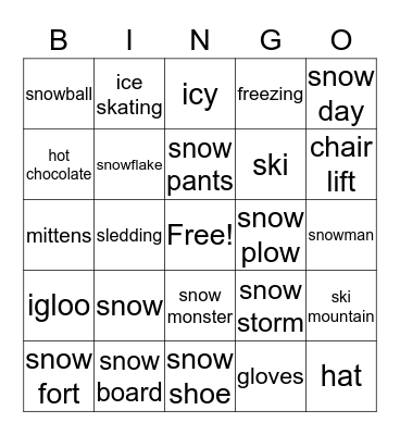 Winter Bingo Card