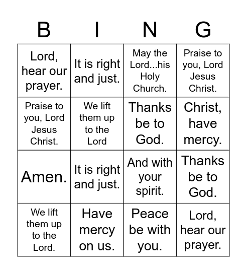 Responses Bingo Card