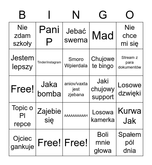 SMORO BINGO MOMENTS Bingo Card