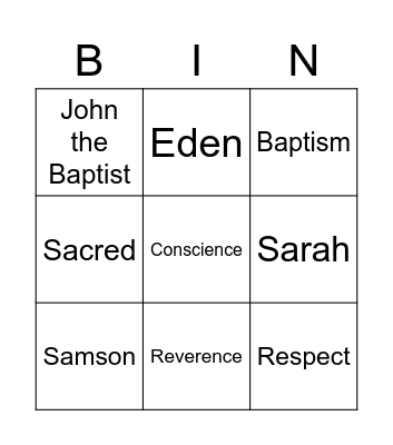 Religion Bingo Card