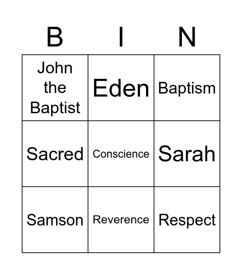 Religion Bingo Card