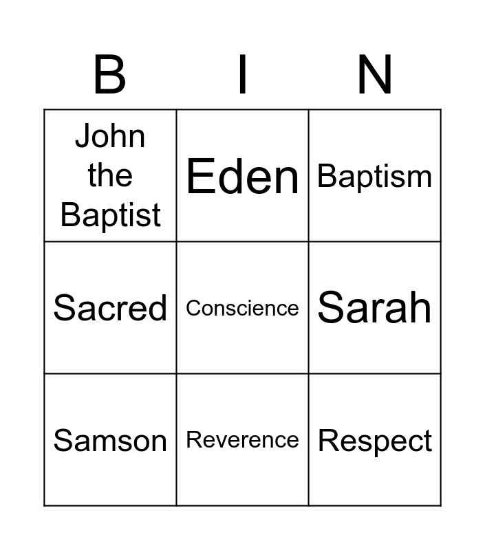 Religion Bingo Card