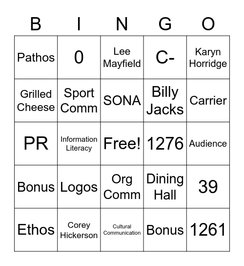 LPH Bingo Card