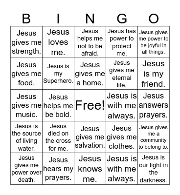 Jesus Bingo Card