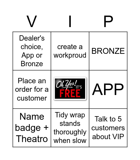 Loyalty Bingo Card