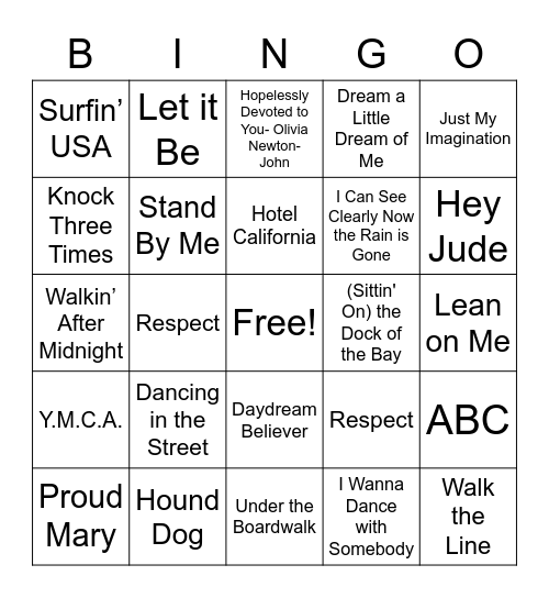 Music Bingo- 2891 Bingo Card