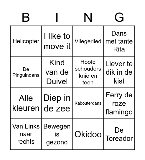 Berrie's Bingoshow Bingo Card