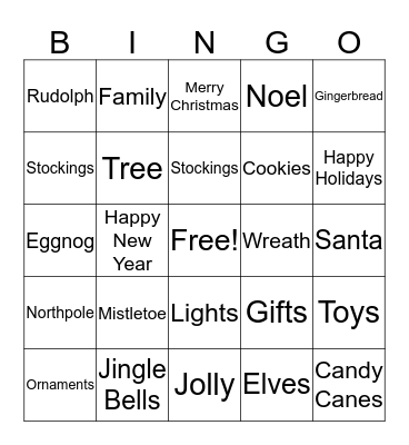 HAPPY HOLIDAYS Bingo Card