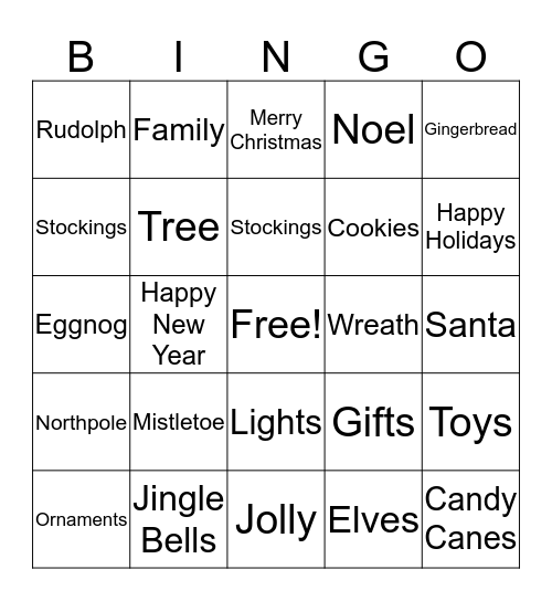 HAPPY HOLIDAYS Bingo Card