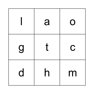 Alphabet Bingo c-t Bingo Card