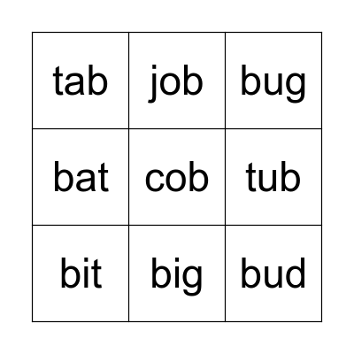 Word Bingo c-b Bingo Card