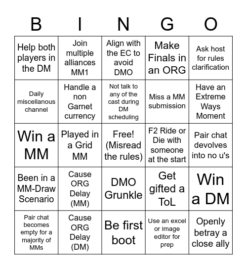 Genius ORG Bingo Card
