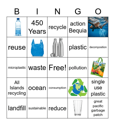 Plastic Pollution Bingo Card